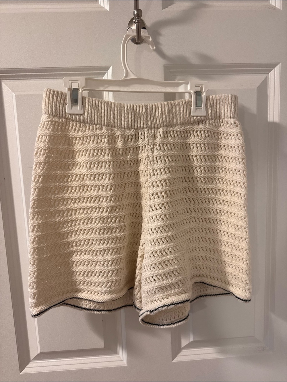 wild fable Cream Knit Crochet Shorts with Contrast Trim
